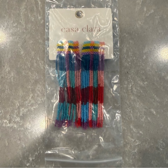 Anthropologie Casa Clara Rainbow Beaded Fringe Earrings - Picture 4 of 4